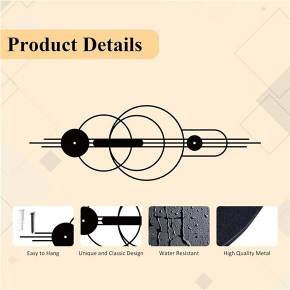 Metal Abstract Wall Art Set Modern Minimalist Geometric Decor for Bedroom - Picture 6 of 7